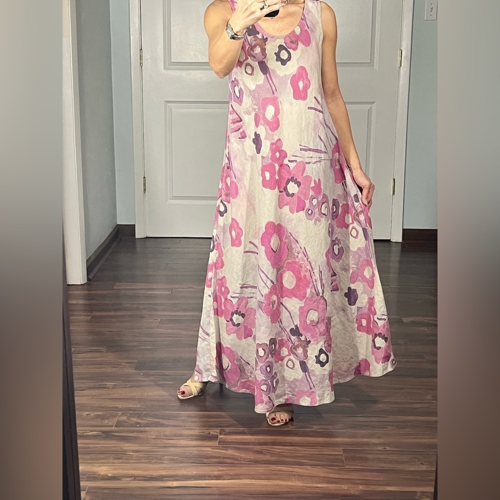 Eco Leinen A line maxi dress size XS - Picture 6 of 12
